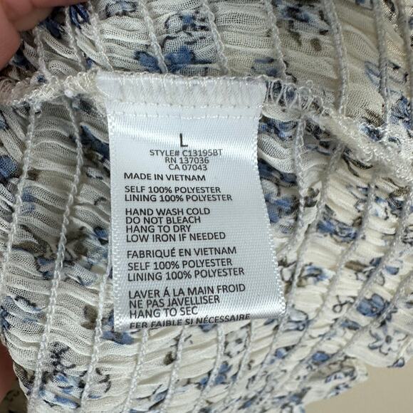 Paper Crane Floral Smocked Lace Trim Crop Top Size L Festival Y2K Fairy Coquette - Picture 7 of 8